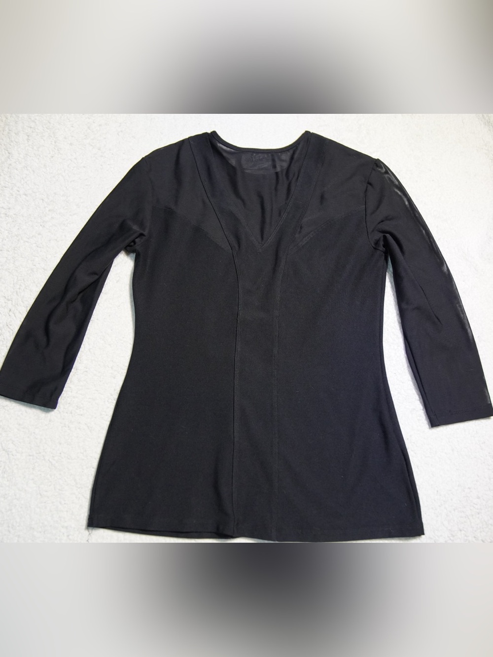 Weekend by Frank Lyman Black Top Blouse 3/4 Sleeve Size S Small Made in Canada